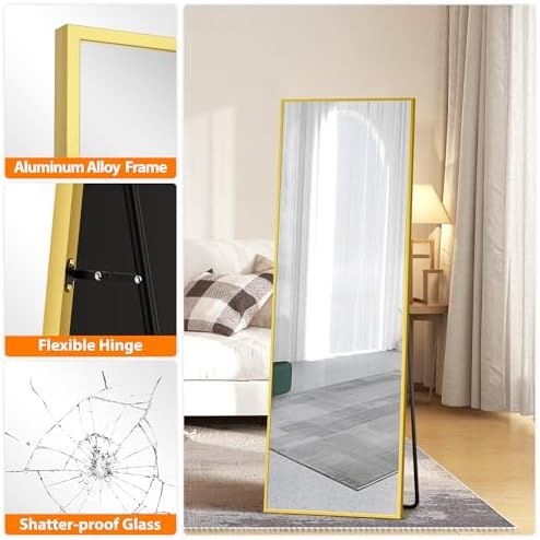 TRAHOME Full Length Floor Mirror 56"x15", Large Standing Body Mirror - Image 6