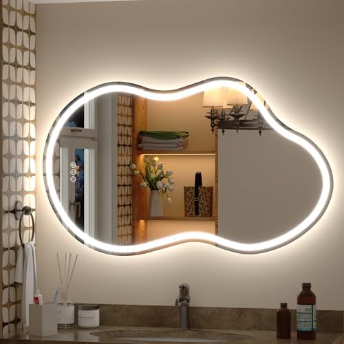 40x24 Inch Irregular Cloud LED Bathroom Mirror by CHARMOR