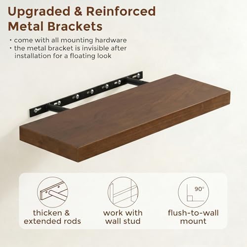fuqing Wood Floating Shelves, 24 Inch Rustic Shelves - Image 5