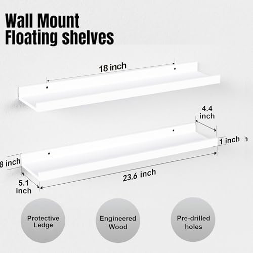 Boswillon Floating Shelves Set of 2, Long Wall Shelf - Image 3