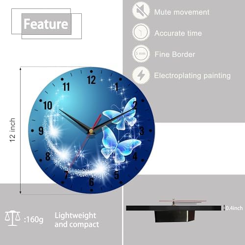 SPUNKER Wall Clock, Stars Clocks 10 Inch Silent Non-Ticking Wall Battery - Image 2