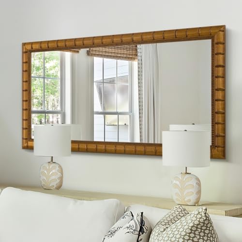 Large Wall Decorative Mirror, Rectangular Warm Gold Mirrors by AutdotWallMirrors