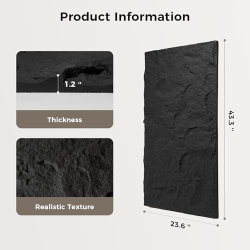 4Pcs Faux Stone Wall Panel 43.3''x23.6'', Lava Stone Design - Image 2