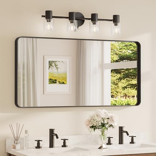 TETOTE 48 x 24 Inch Black Frame Mirror, Bathroom Vanity Mirror by TETOTE