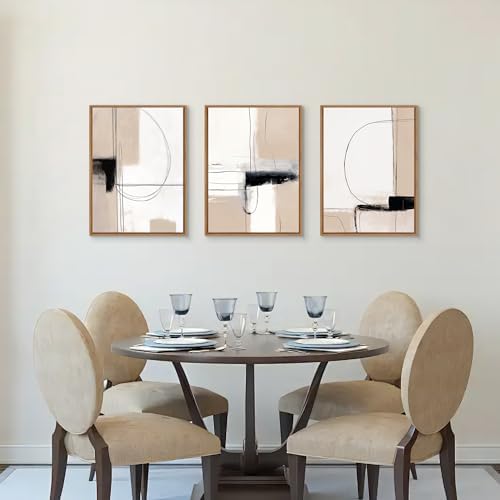 3 Pcs Framed Neutral Abstract Canvas Wall Art Prints Modern Decor 16"x24" - Image 5