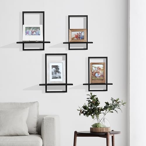 Floating Shelves for Wall, Decorative Wall Shelves Black, Plants Shelf Framed - Image 4