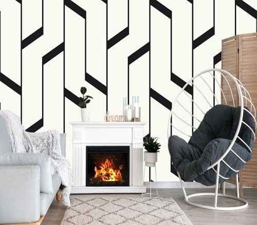 XMPMBM-Black Textured backsplash Large Decorative Geometrical Wallpaper Bedroom - Image 2
