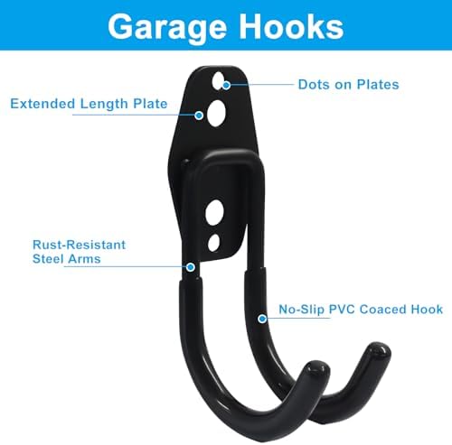 2 Pack Heavy Duty Garage Wall Hooks, Wall Mount Garage Storage Organizer - Image 3