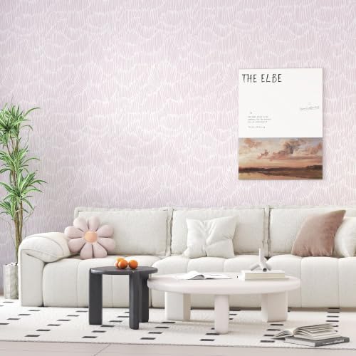 Theper Pink Peel and Stick Wallpaper Striped Contact Paper Boho 17.3"×590" - Image 2