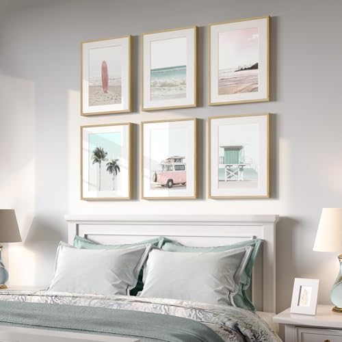 Framed Pink and Mint Green Coastal Beach Wall Art - Image 3
