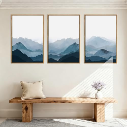 BINCUE Large Blue Mountain Wall Art Fog Blue Ridge Mountains Artwork - Image 4