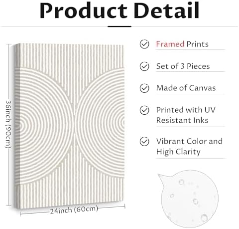 Modern Abstract Pictures Wall Art Boho Neutral Canvas Wall Art Minimalist Line - Image 2