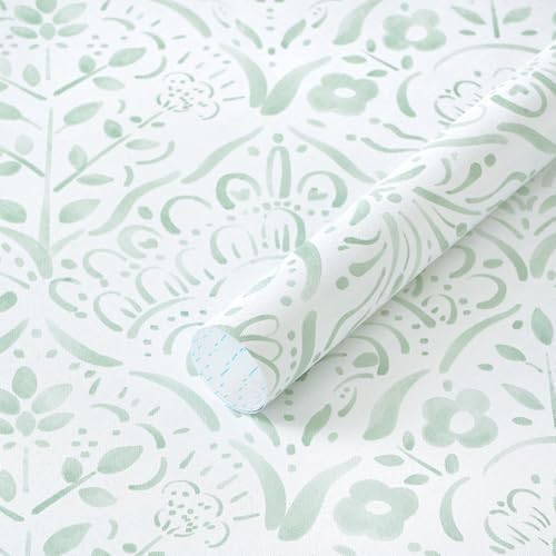 Dimoon Boho Peel and Stick Wallpaper Soft Sage Green Contact Paper French by DIYYOURMOON