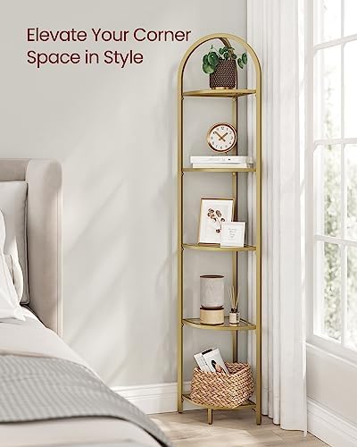 VASAGLE 5-Tier Corner Shelf Stand, Tempered Glass, Steel Frame - Image 4