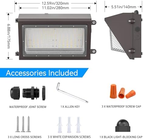 120W LED Wall Pack Light with Dusk-to-Dawn Photocell Sensor, 16800LM 5000K - Image 6