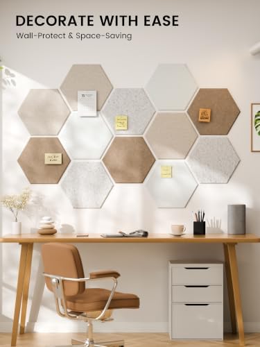 Fluxynara Extra Large 12-Pack Felt Bulletin Board Tiles, Stone Beige - Image 4