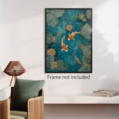 Japanese Koi Fish Zen Canvas Wall Art Traditional Oriental Asian Prints 11x14in - Image 6