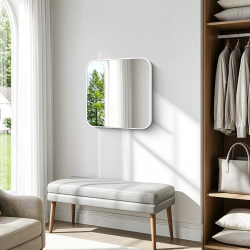 BONEWEI White Bathroom Mirror, 24x24 inch Wall Mirror - Image 6