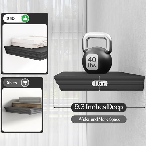 Fun Memories Floating Shelves 36 Inch Long, 9.3 Inch Deep Classic Crown Molding - Image 4