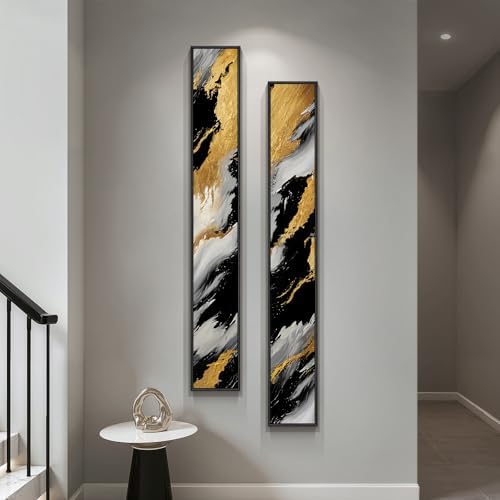Large Framed Neutral Abstract Vertical Wall Art Decor by Cuspin