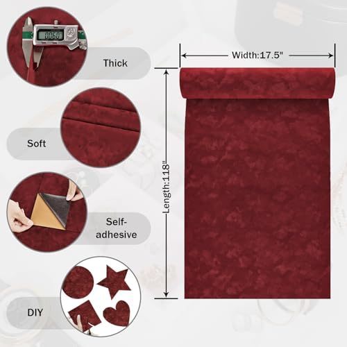 Deep Red Velvet Drawer Liner Vintage Maroon Velvet Fabric Wallpaper Peel and - Image 6