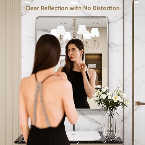 LOAAO 24X36 Inch Brushed Nickel Bathroom Mirror - Image 2