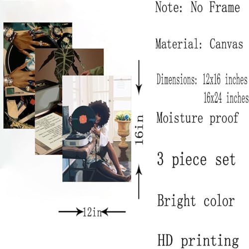 3Pcs Black Woman Art Poster African American Women Canvas Wall Art Funky Black - Image 7