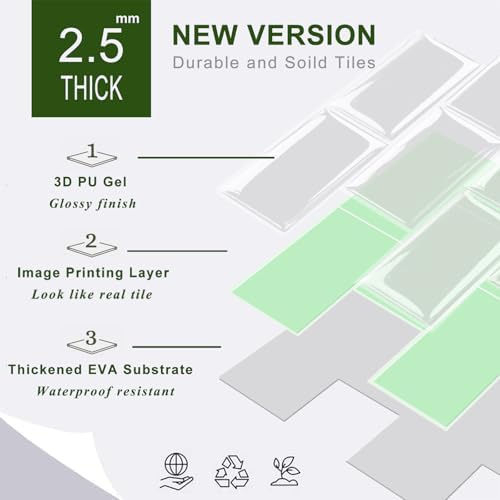 STICKGOO 10-Sheet Backsplash Peel and Stick Subway Tile, Self Adhesive Vinyl - Image 7
