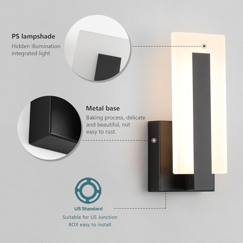 Modern Wall Sconces Set of Two, Led Wall Light 7w, Warm White Beside Light - Image 6