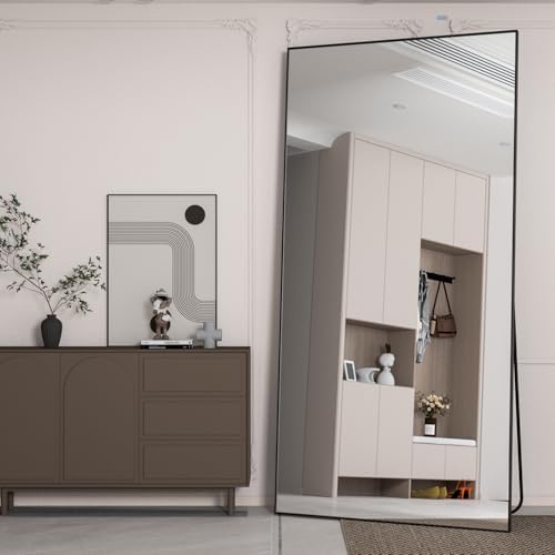 Full Body Mirror 193 x 86 cm Floor Mirror, Large Black Rectangular - Image 2