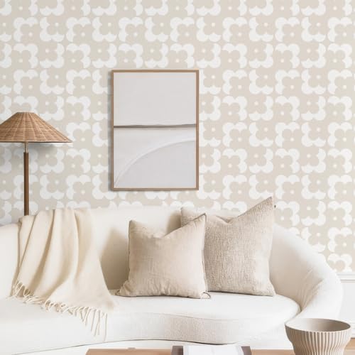 Ismoon Geometric Peel and Stick Wallpaper Boho Begie Contact Paper 17.3''x197'' - Image 4