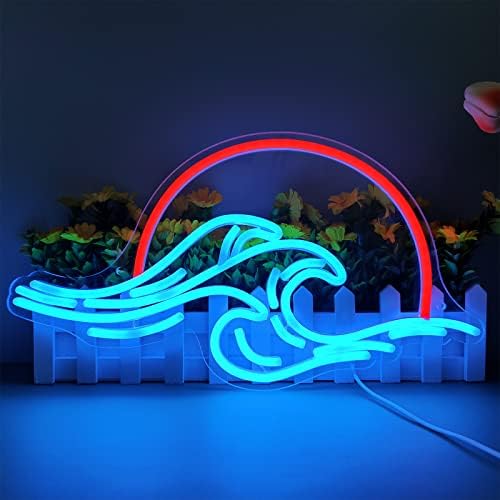 Dleouly Sunset Neon Sign for Wall Decor, Wave Sign LED Light Sign for Bedroom by DleoulyNeonSign