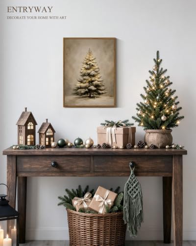 VIYYIEA Framed Winter Christmas Canvas Wall Art, Glowing Christmas Tree - Image 4