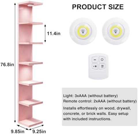 Fixwal 7 Tier Wall Shelf with LED Lights Lack Shelf - Image 3