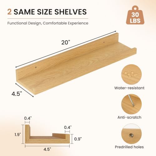 Dreamland Picture Ledge Shelf for Wall, Floating Shelves Set of 2, 20 inch Long - Image 3