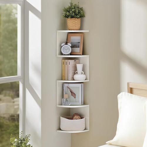 5-Tier Corner Shelf, Floating Corner Shelf Wall Mounted by HUHUJIA