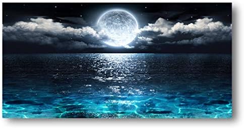 Wall Art Moon Sea Ocean Landscape Picture Canvas Wall Art Print Paintings by HaichuangDecorArt