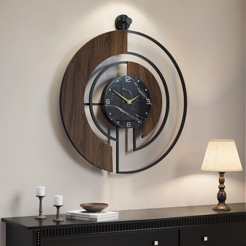 Cuspin Large Wall Clock 30 Inch, Modern Walnut Marble Dial Decorative Clock by Cuspin