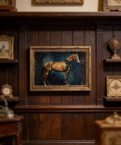 Vintage Gold Framed Wall Art Vintage Horse - Image 5