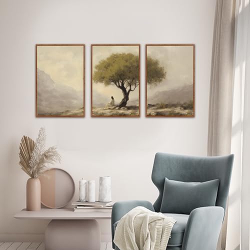 HLNIUC Jesus Sitting Under Olive Tree Canvas Wall Art, Religious Christian Wall - Image 5