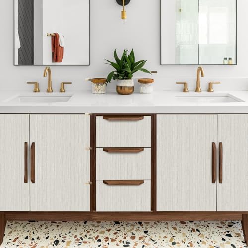 Beige Grasscloth Peel and Stick Wallpaper Fabric Wallpaper 15.7" x 196" Texture - Image 2