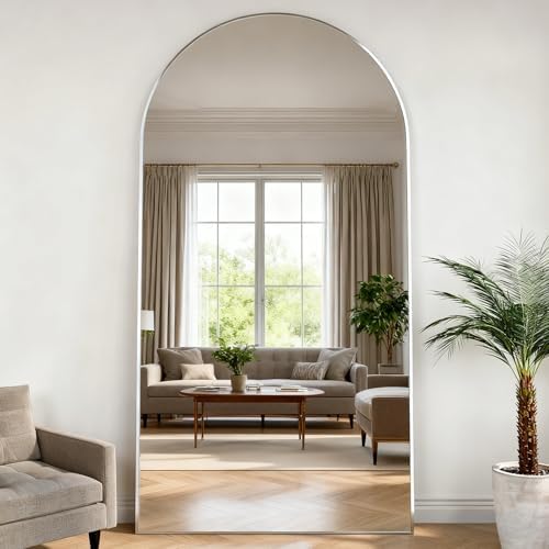 Arched Floor Mirror 78“x38 Silver Arch Full Length Mirror by NEUWEABY
