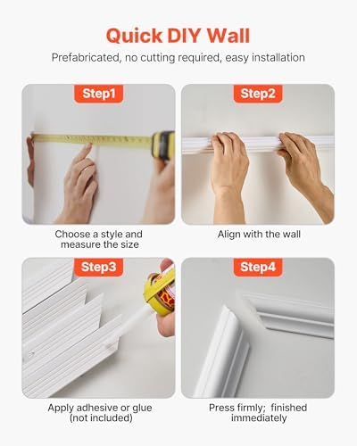 VEVOR Wall Molding 3 Pack, Wainscoting Panels Kit, Lightweight Paintable - Image 6