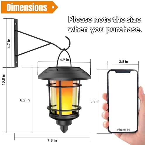 Dynaming 4 Pack Solar Flame Wall Lanterns Outdoor, Solar Powered Wall Mounted - Image 3