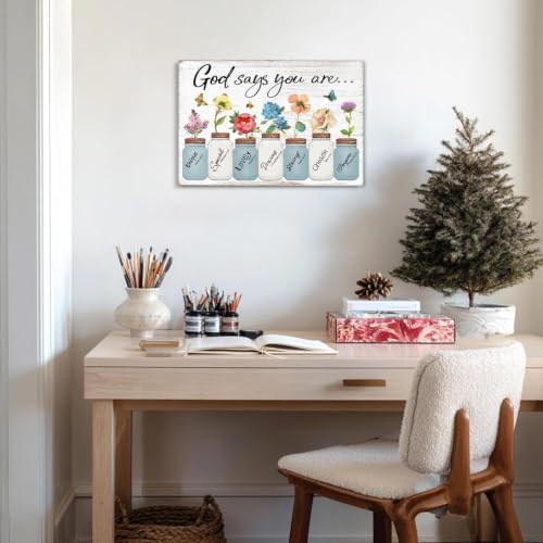 Inspirational Floral Canvas Wall Art: God Says You Are Positive Quotes Wall - Image 6