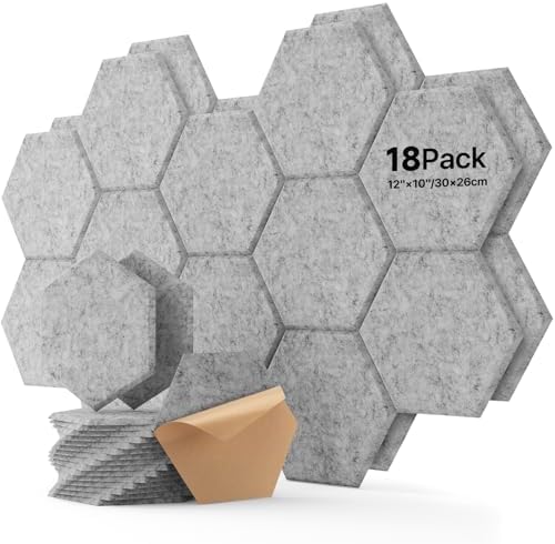 Soundsbay Hexagon Acoustic Panels, Self-Adhesive 18 Pack Sound Panels by Soundsbay