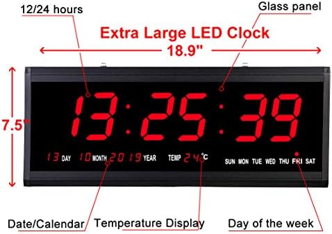Rsobl 18.9 Inch Oversized LED Digital Wall Clock Large Display - Image 2