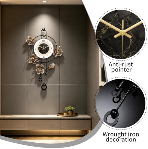 Large Wall Clock Silent Quartz Pendulum Modern Wall Decor 18.8x29.5in - Image 2