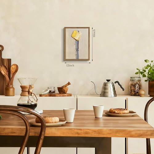 Framed Vintage Kitchen Wall Art, Butter on Knife Canvas Print, Modern - Image 4