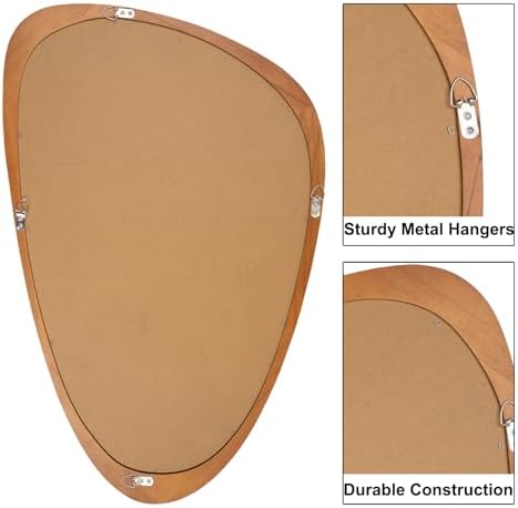 BOMINICA Asymmetrical Mirror 19x30 Inch Irregular Wooden Framed Wall Mirror - Image 5